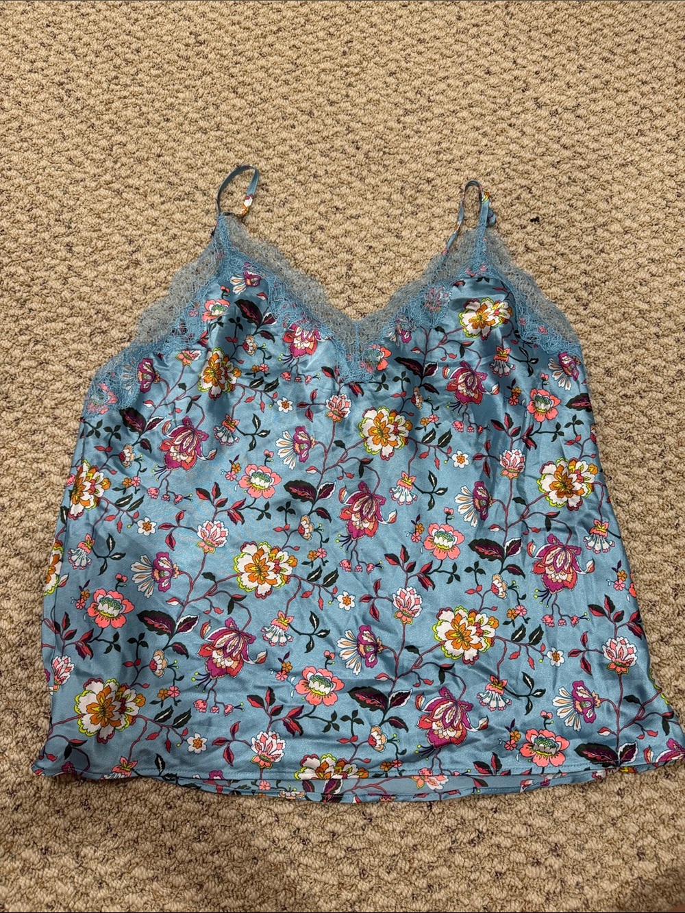 Victorias Secret Blue floral lace camisole